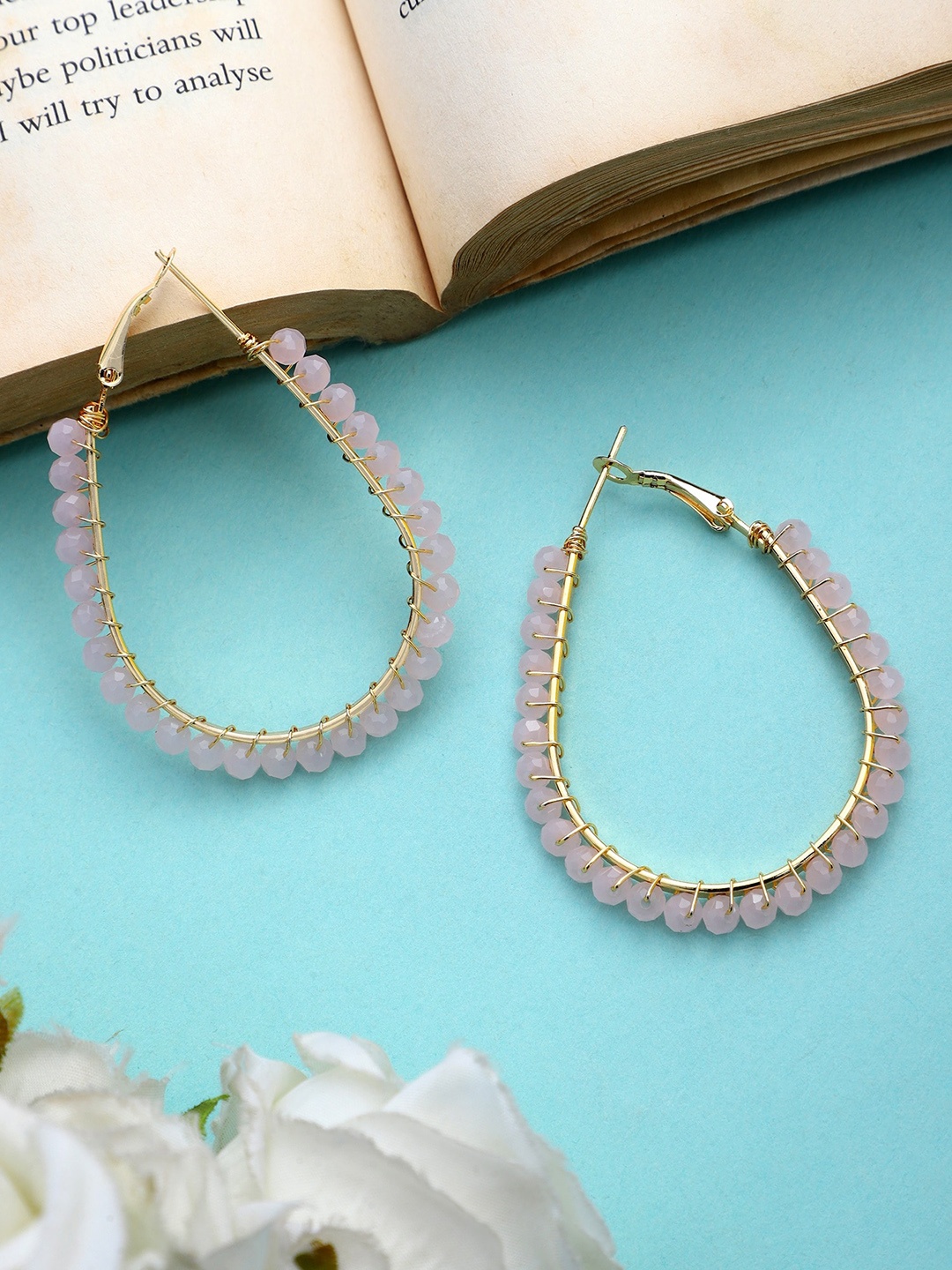 

Mali Fionna Gold-Plated Oval Crystal Hoop Earrings