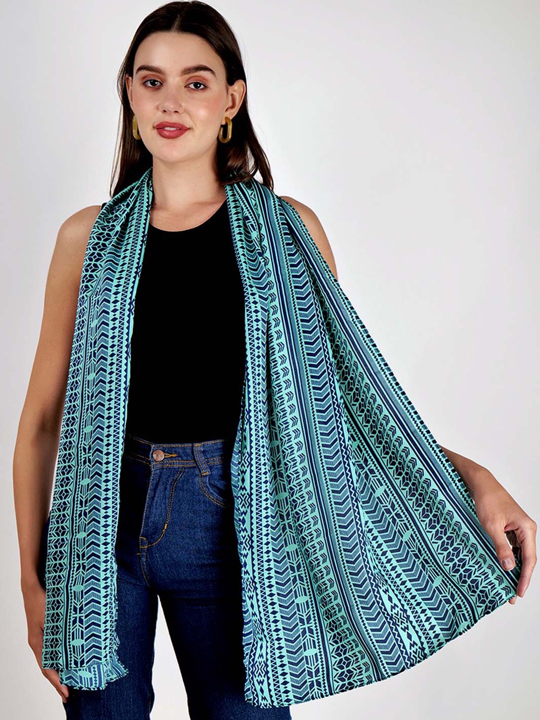 

Anouk Women Green Printed Scarf