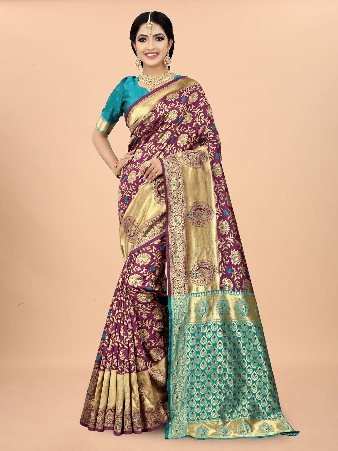 

Sareeslatest Designer Woven Design Zari Kanjeevaram Saree, Purple