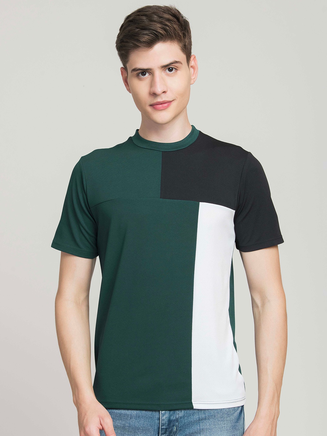 

STYLOGUE Colourblocked Short Sleeves T-shirt, Green