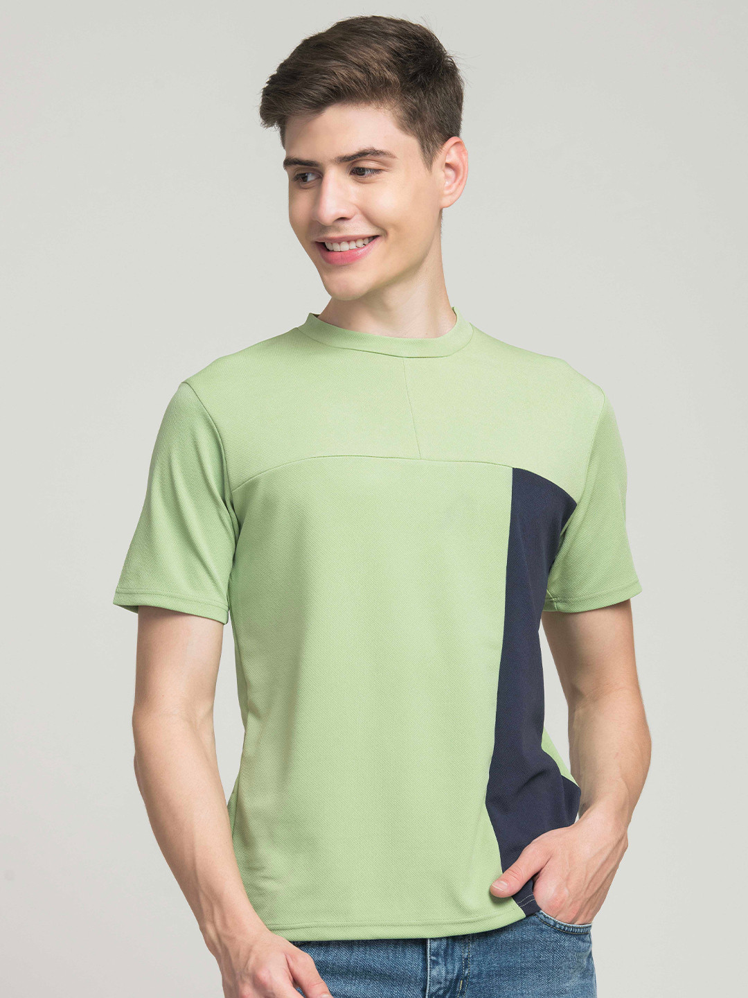 

STYLOGUE Colourblocked Short Sleeves T-shirt, Green