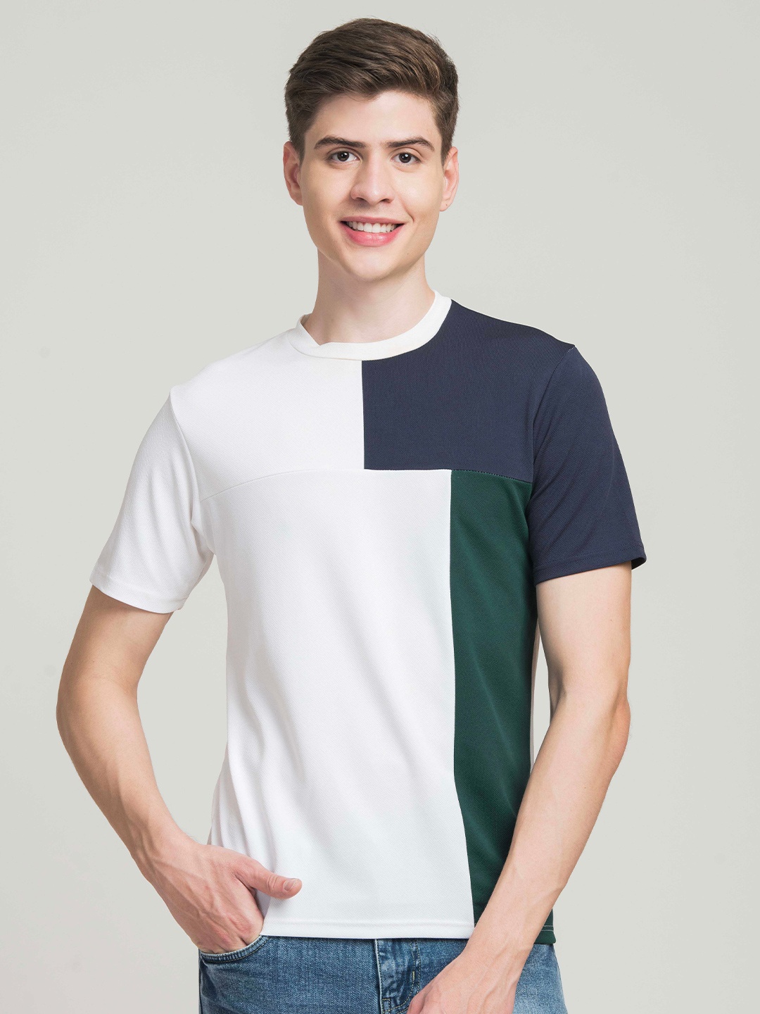 

STYLOGUE Colourblocked Short Sleeves T-shirt, White