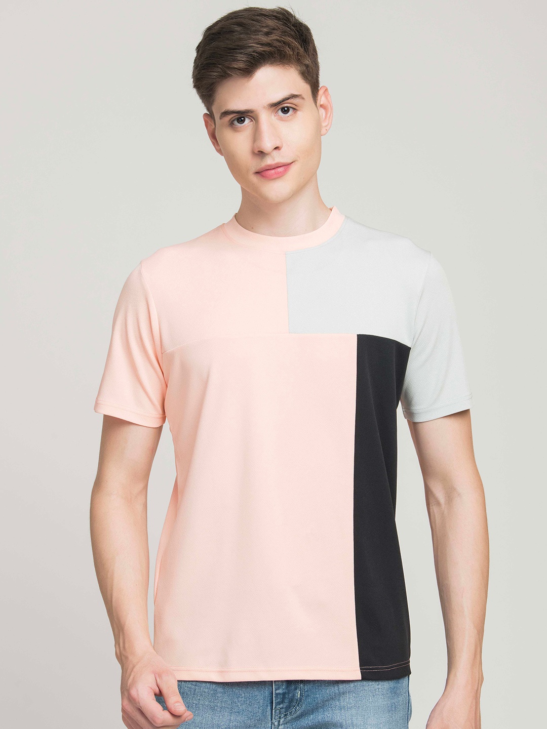 

STYLOGUE Colourblocked Short Sleeves T-shirt, Pink