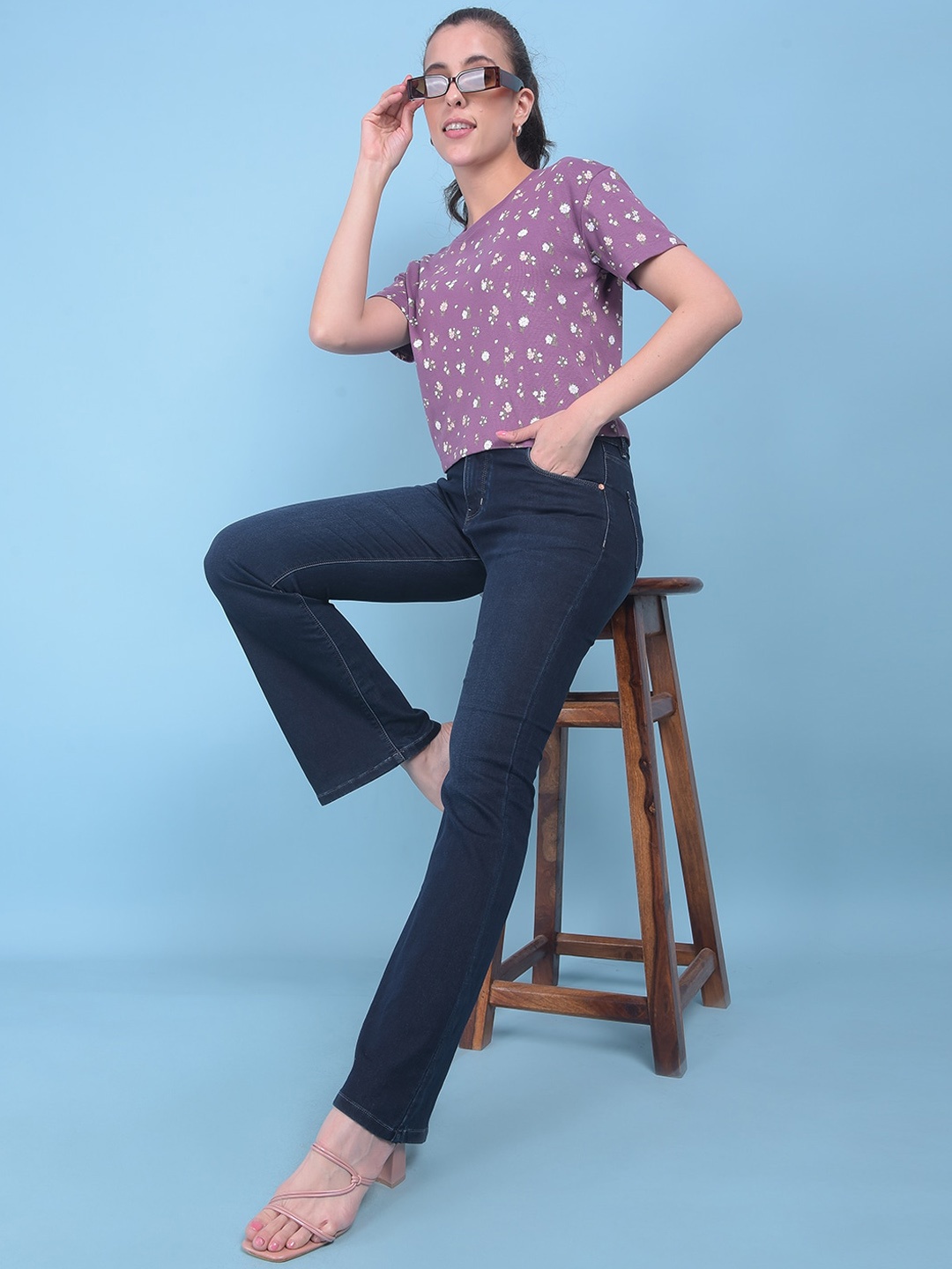 

Crimsoune Club Women Bootcut Clean Look Stretchable Jeans, Navy blue