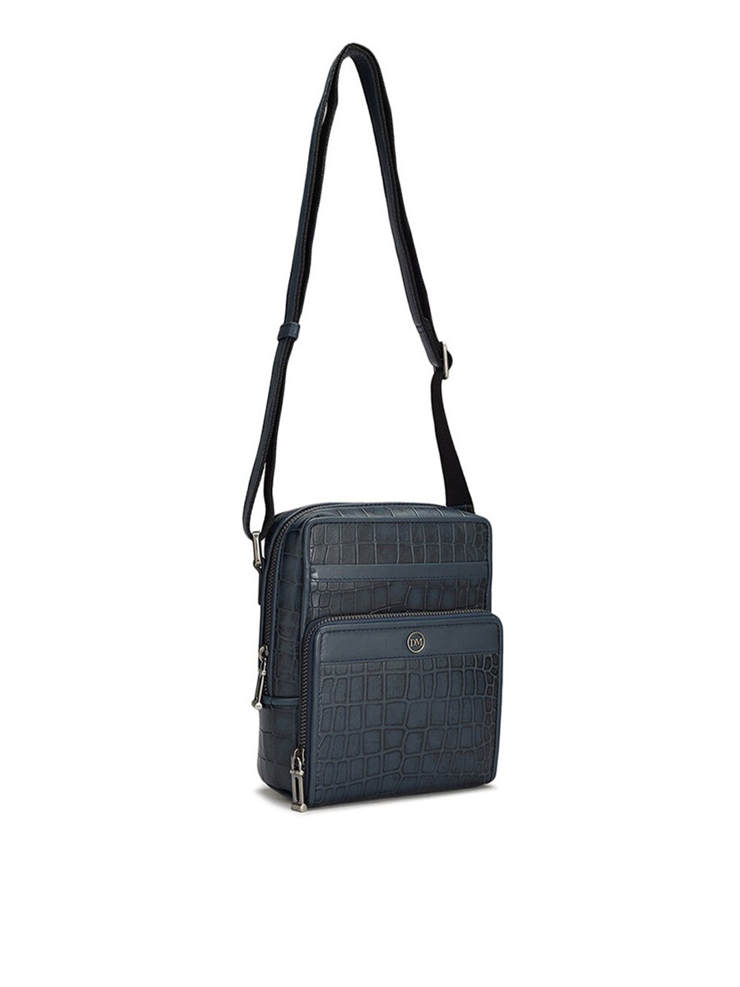 

Da Milano Men Textured Leather Messenger Bag, Blue