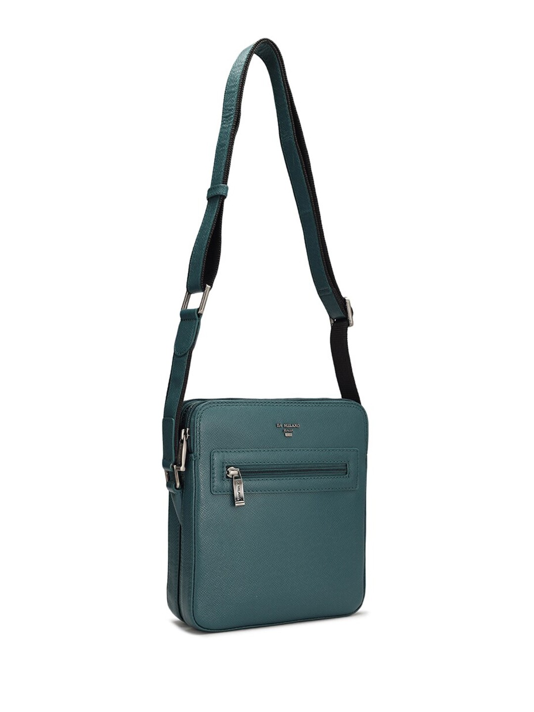 

Da Milano Men Textured Leather Messenger Bag, Blue