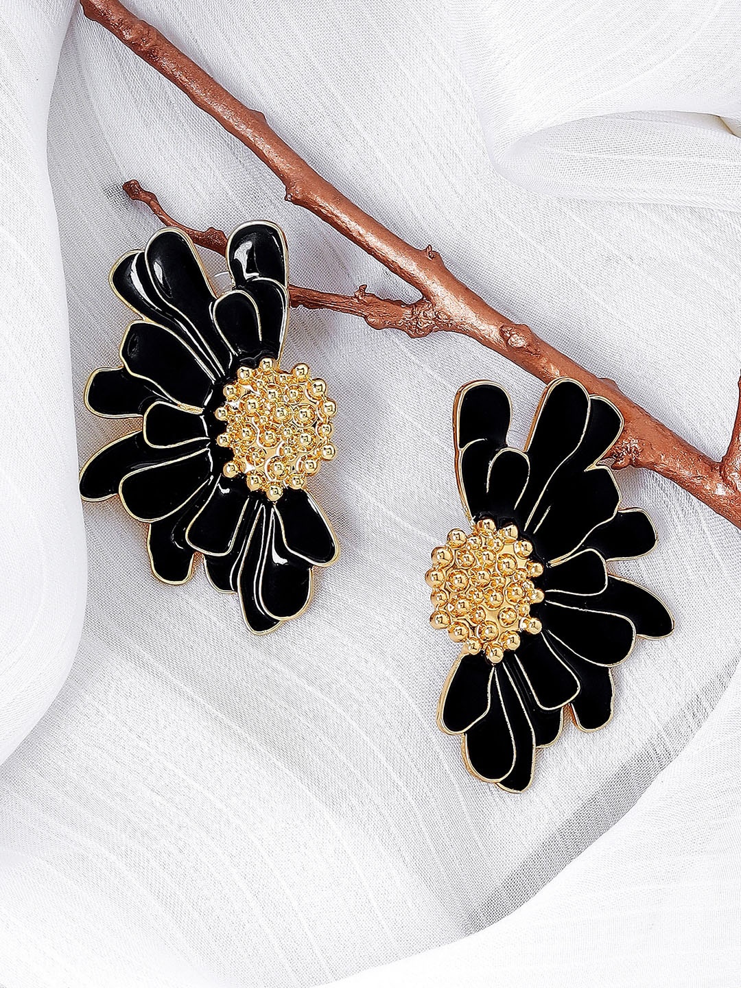 

JOKER & WITCH Lolanthe Gold-Plated Floral Drop Earrings, Black