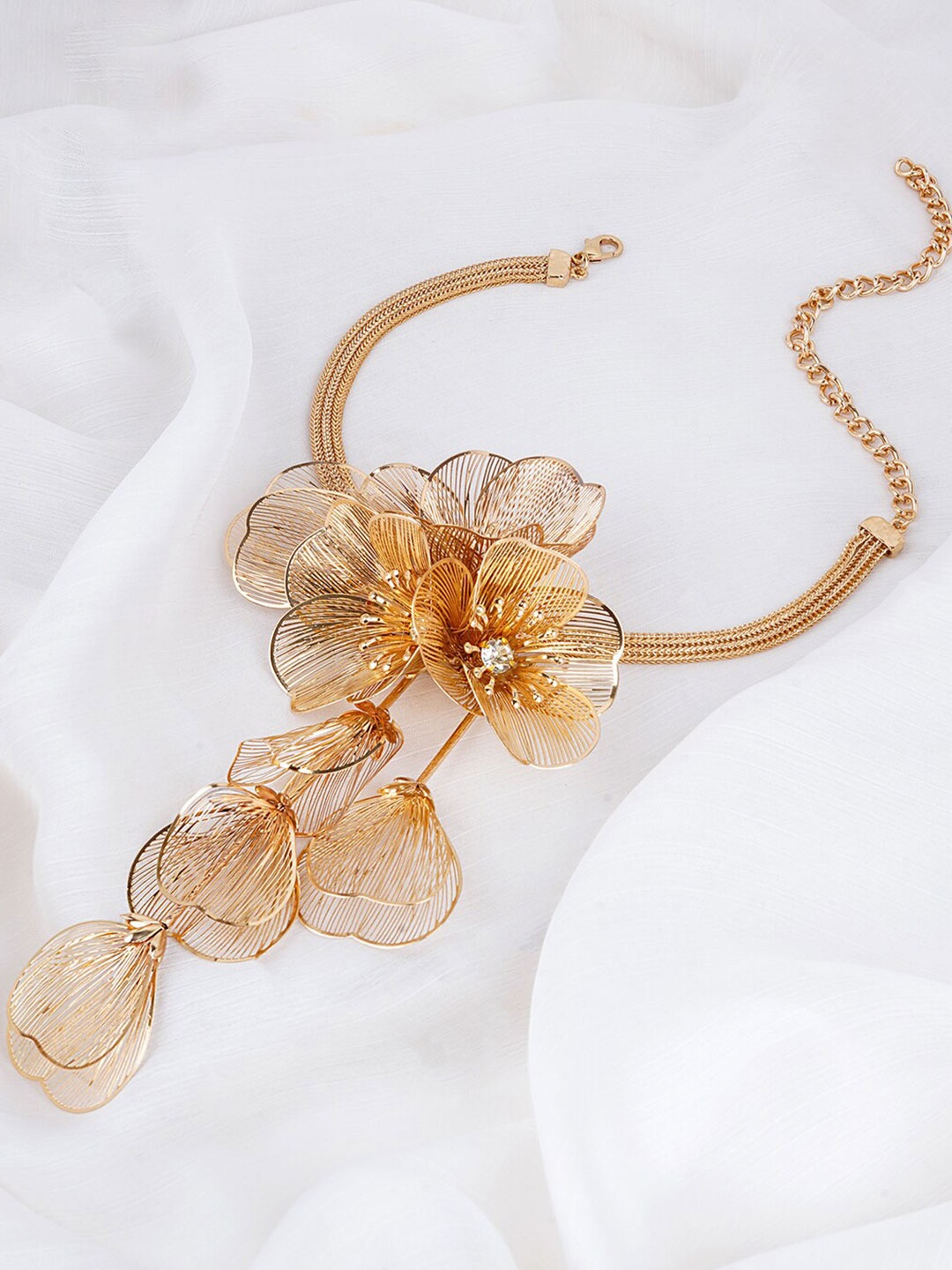 

JOKER & WITCH Tuliana Gold-Plated Stone Studded Floral Shaped Statement Necklace