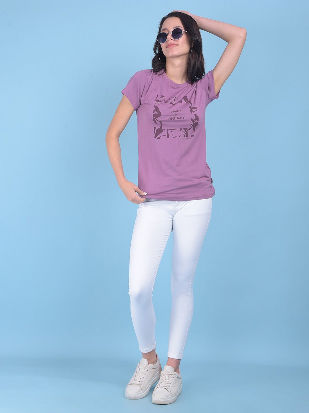 

Crimsoune Club Typography Printed Short Sleeves Round Neck Slim Fit T-shirt, Purple