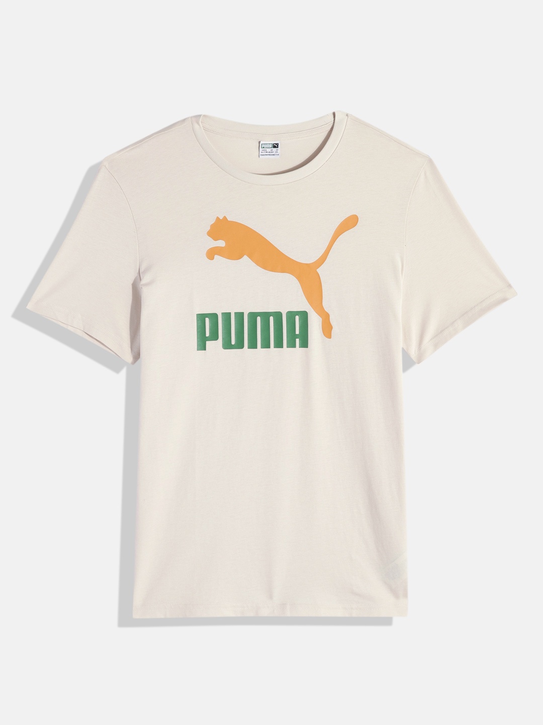 

Puma Boys Classics Brand Logo Print Pure Cotton T-Shirt, Beige