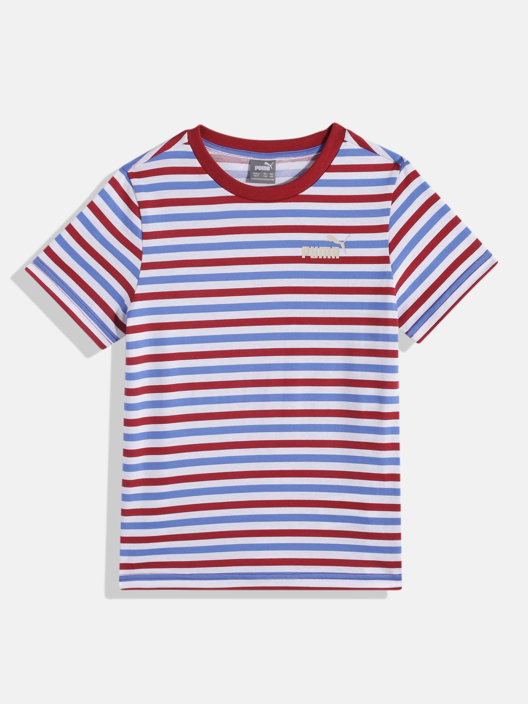 

Puma Kids Striped ESS+ Summer Camp Pure Cotton T-shirt, Red