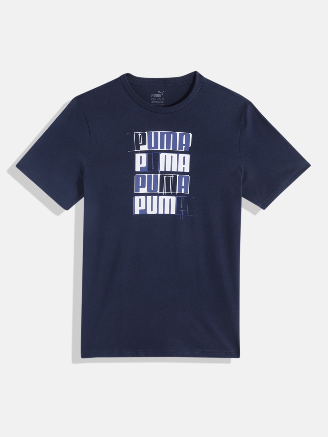 

Puma Boys Brand Logo Lab Youth Printed Knitted Pure Cotton T-shirt, Navy blue