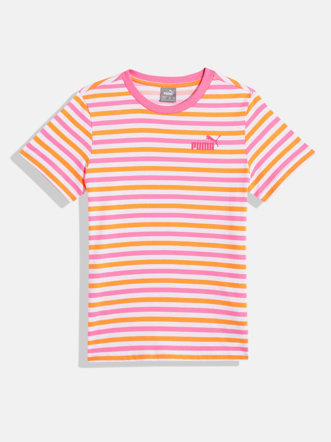 

Puma Kids Striped ESS + Summer Camp Pure Cotton T-shirt, Pink