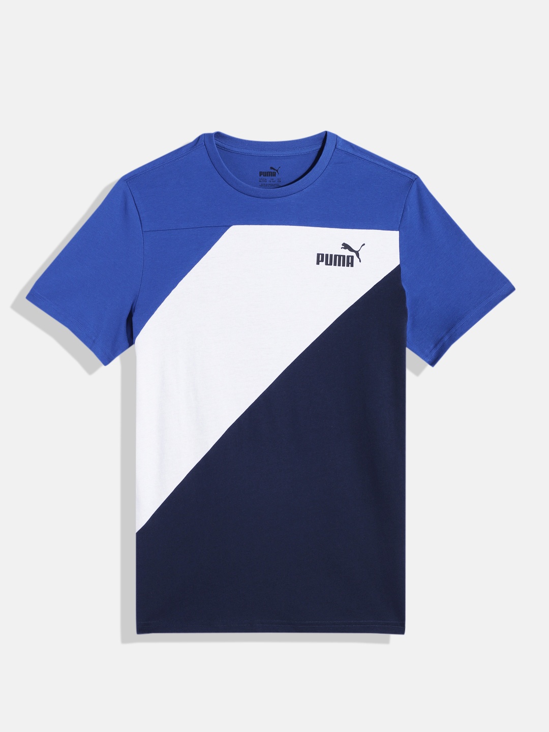 

Puma Boys Colourblocked Power Youth Knitted Pure Cotton T-shirt, Blue
