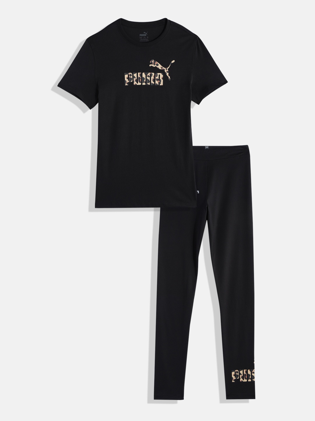 

Puma Girls Printed T-shirt with Leggings, Black