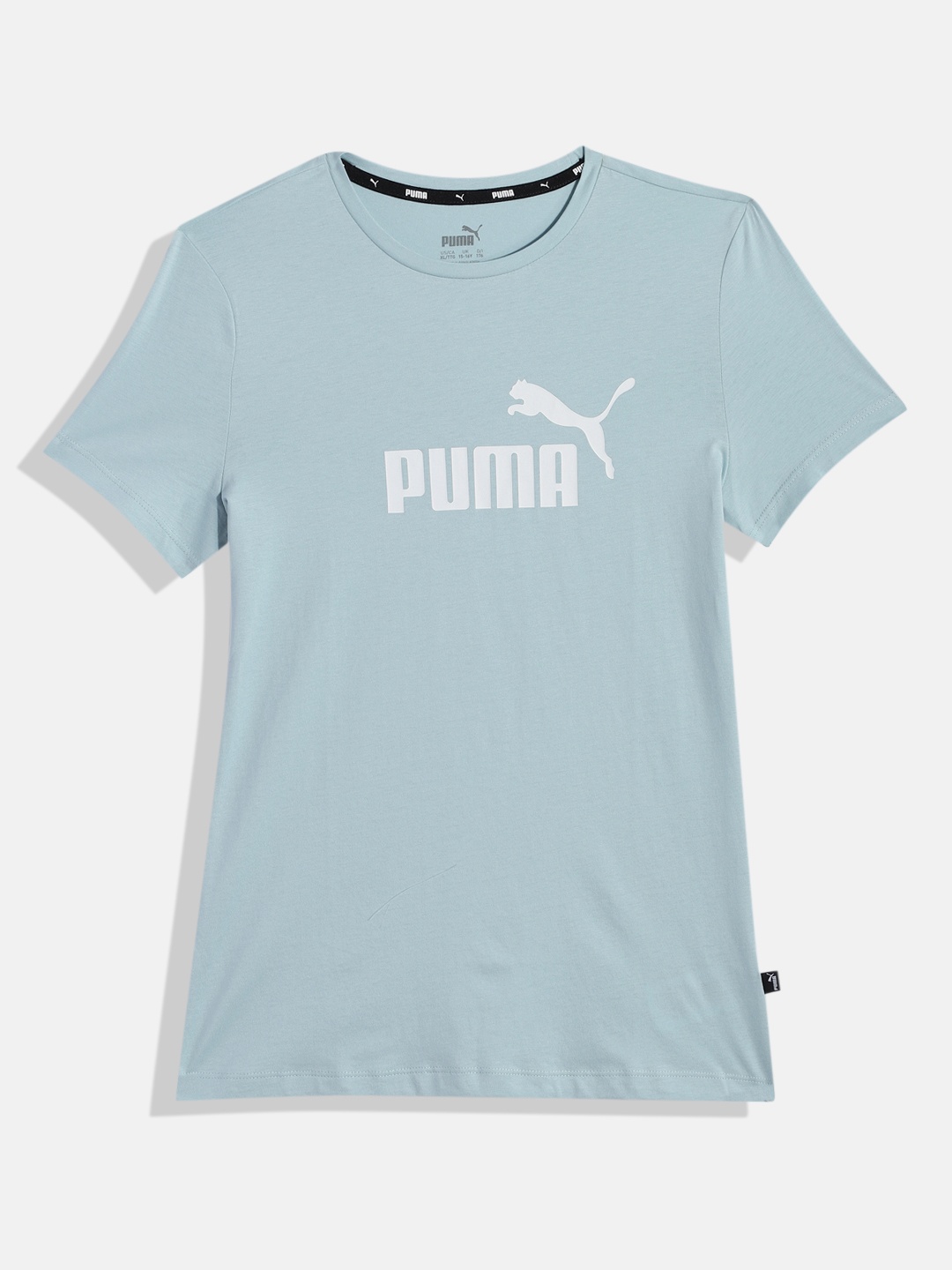 

Puma Girls Brand Logo Print Knitted Pure Cotton T-Shirt, Blue