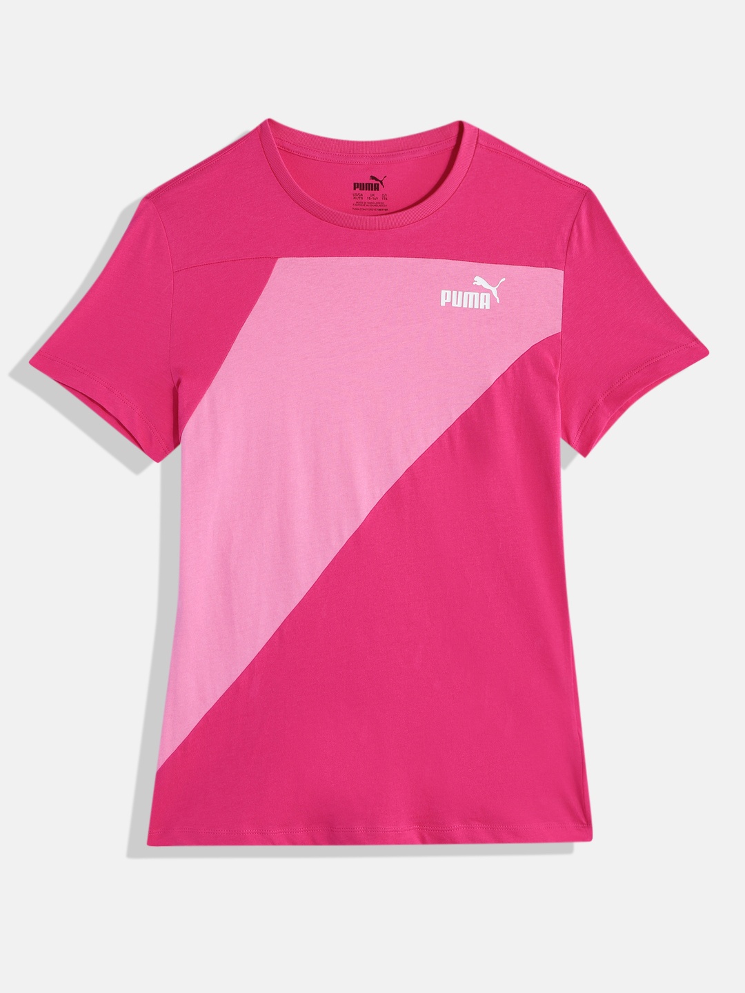 

Puma Girls Colourblocked Power Youth Knitted Pure Cotton T-shirt, Magenta