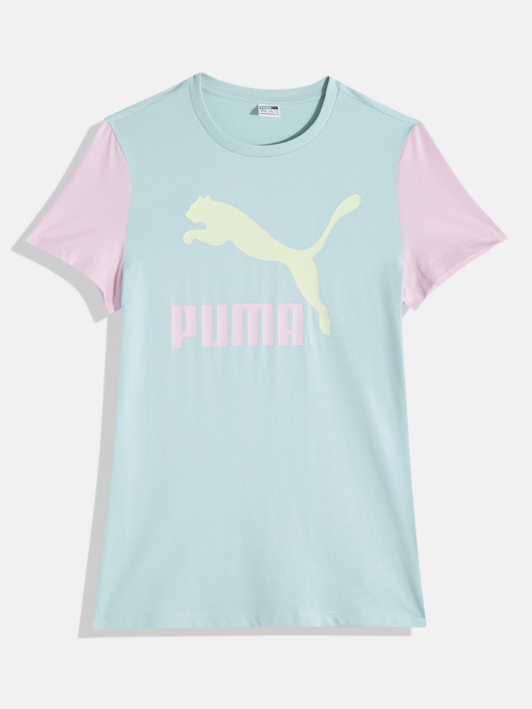 

Puma Girls Classics Two Colour Brand Logo Print & Colourblocked Youth Pure Cotton T-shirt, Blue