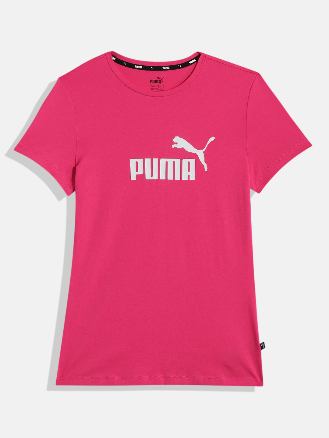 

Puma Girls Brand Logo Print Knitted Pure Cotton T-shirt, Magenta