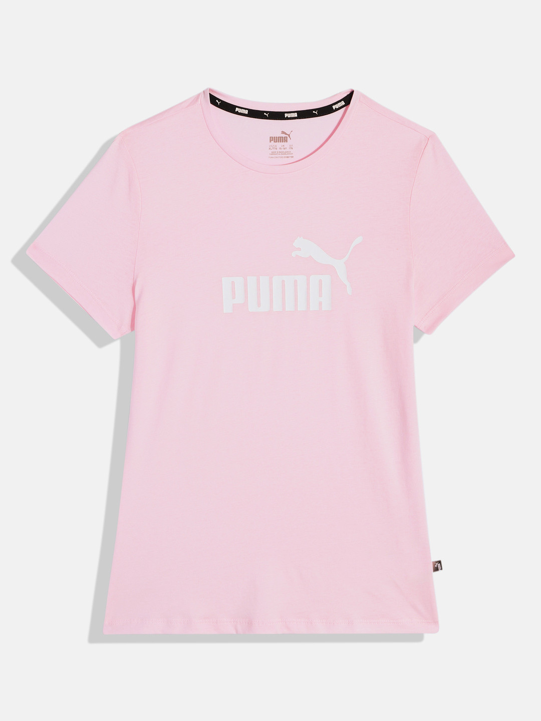 

Puma Girls Brand Logo Print Knitted Pure Cotton T-shirt, Pink