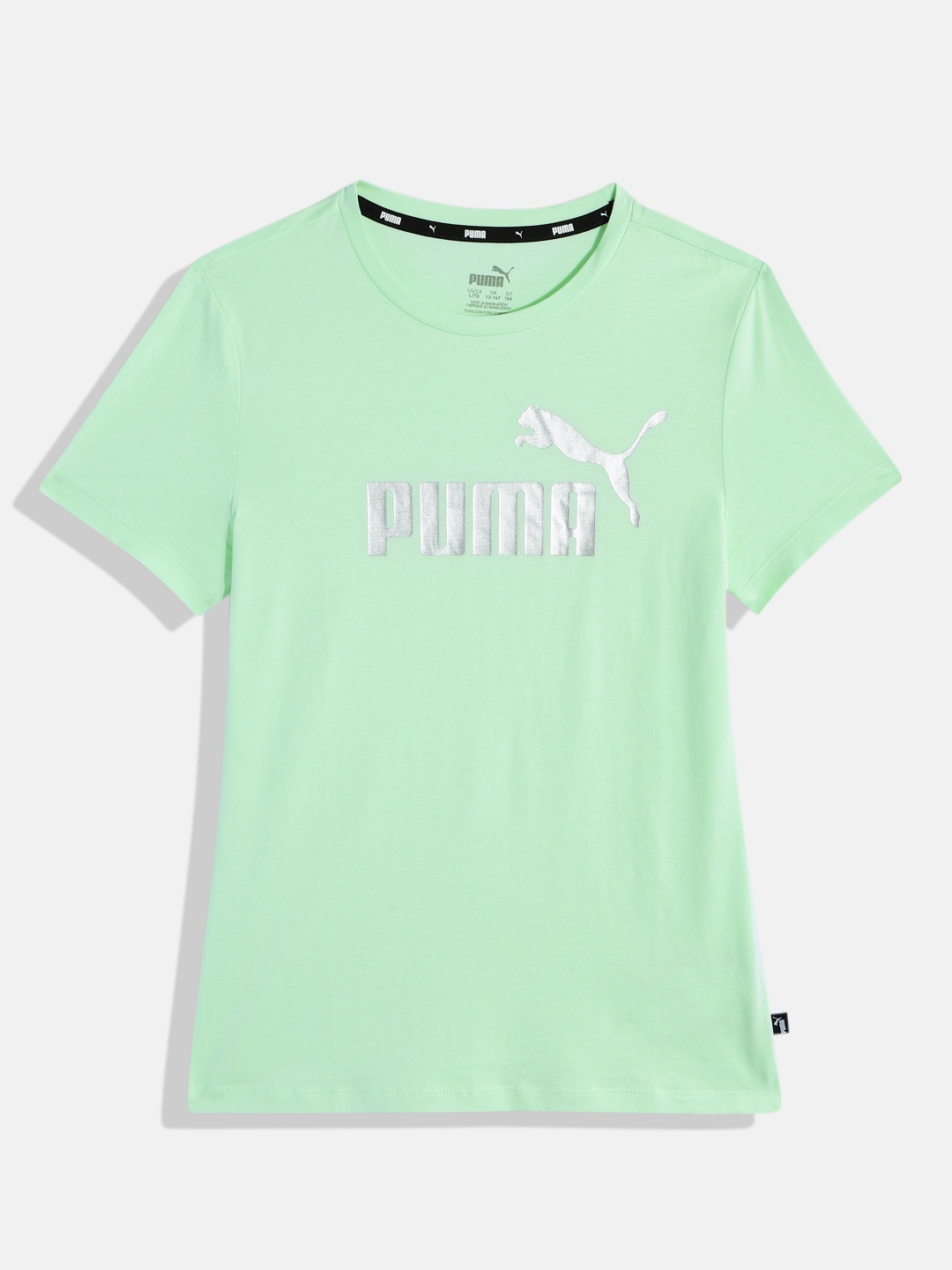 

Puma Girls Brand Logo Print Knitted Pure Cotton Regular Fit T-Shirt, Green