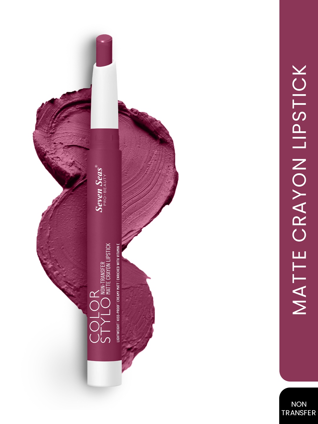 

Seven Seas Color Stylo Non-Transfer Matte Crayon Lipstick - Plum Kiss 105, Purple