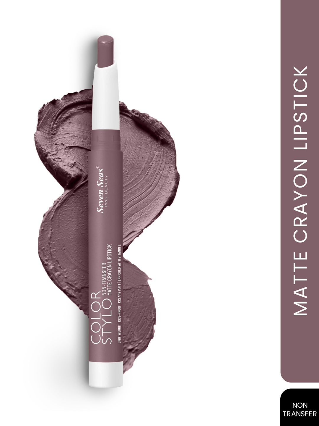 

Seven Seas Color Stylo Non-Transfer Matte Crayon Lipstick - Choco Mud 107, Brown