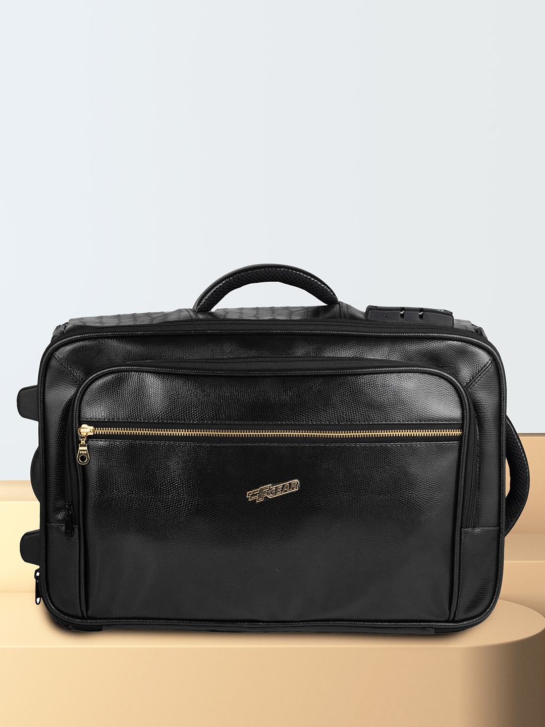 

F Gear Stargaze Textured Soft-Sided Overnighter Trolley Bag, Black