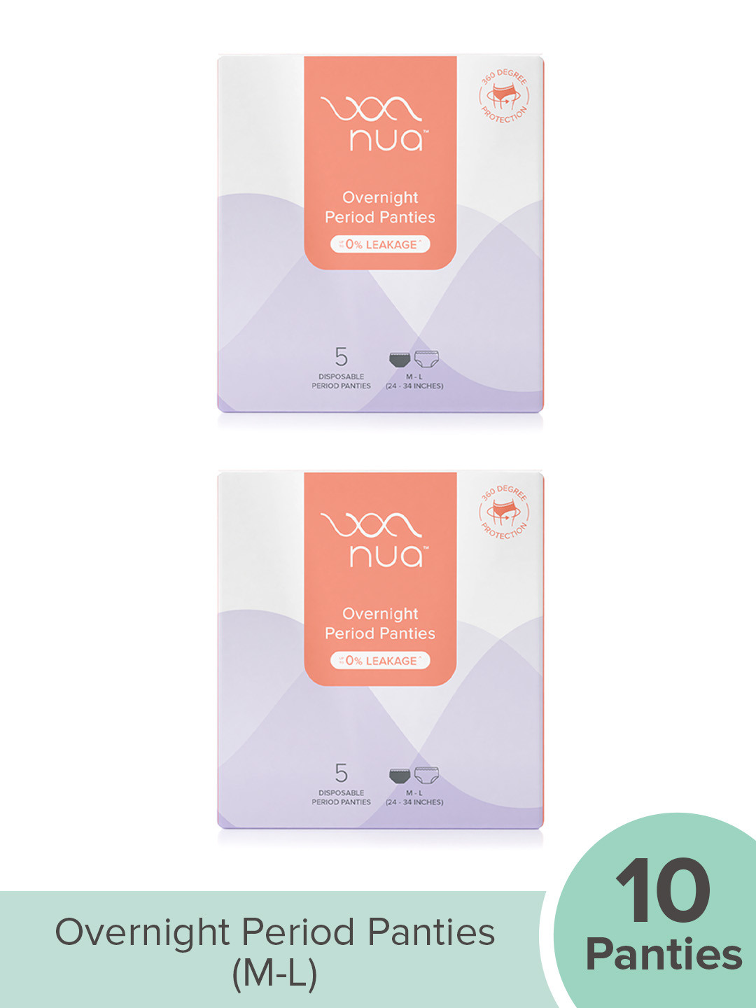 

Nua Overnight Disposable Period Panties - M-L Size - 10Pcs, White