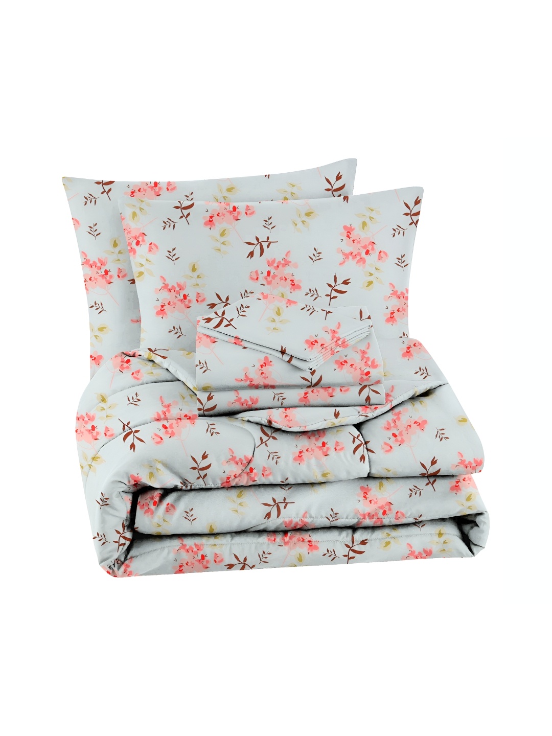 

bsb home Sea Green 4 Pieces Floral Microfiber Double Queen Superfine Bedding Set