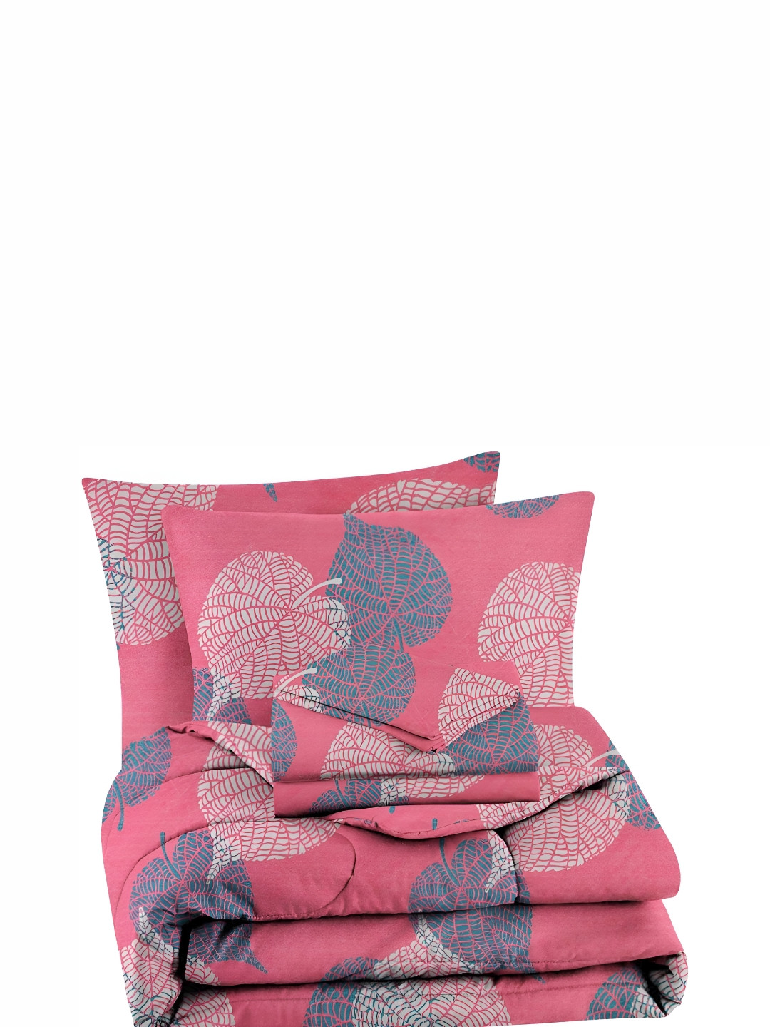 

bsb home Pink & Grey 4 Pieces Floral Microfiber Double Queen Superfine Bedding Set