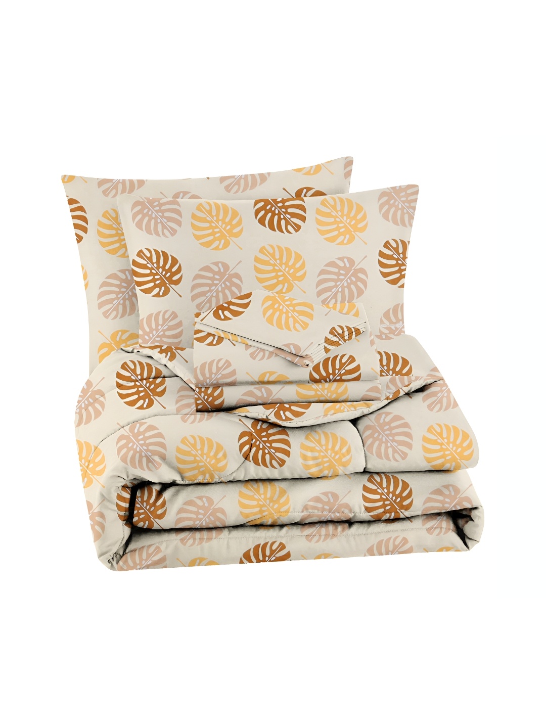 

bsb home Beige 4 Pieces Floral Microfiber Double Queen Superfine Bedding Set