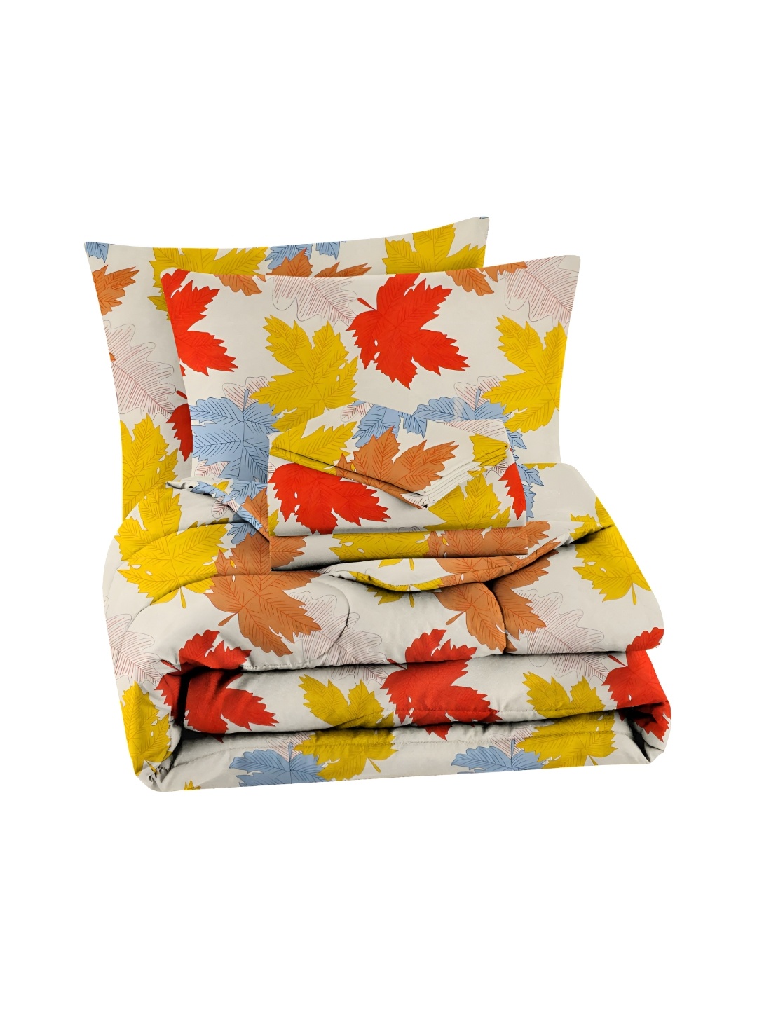 

bsb home Beige & Yellow 4 Pieces Floral Microfiber Double Queen Superfine Bedding Set