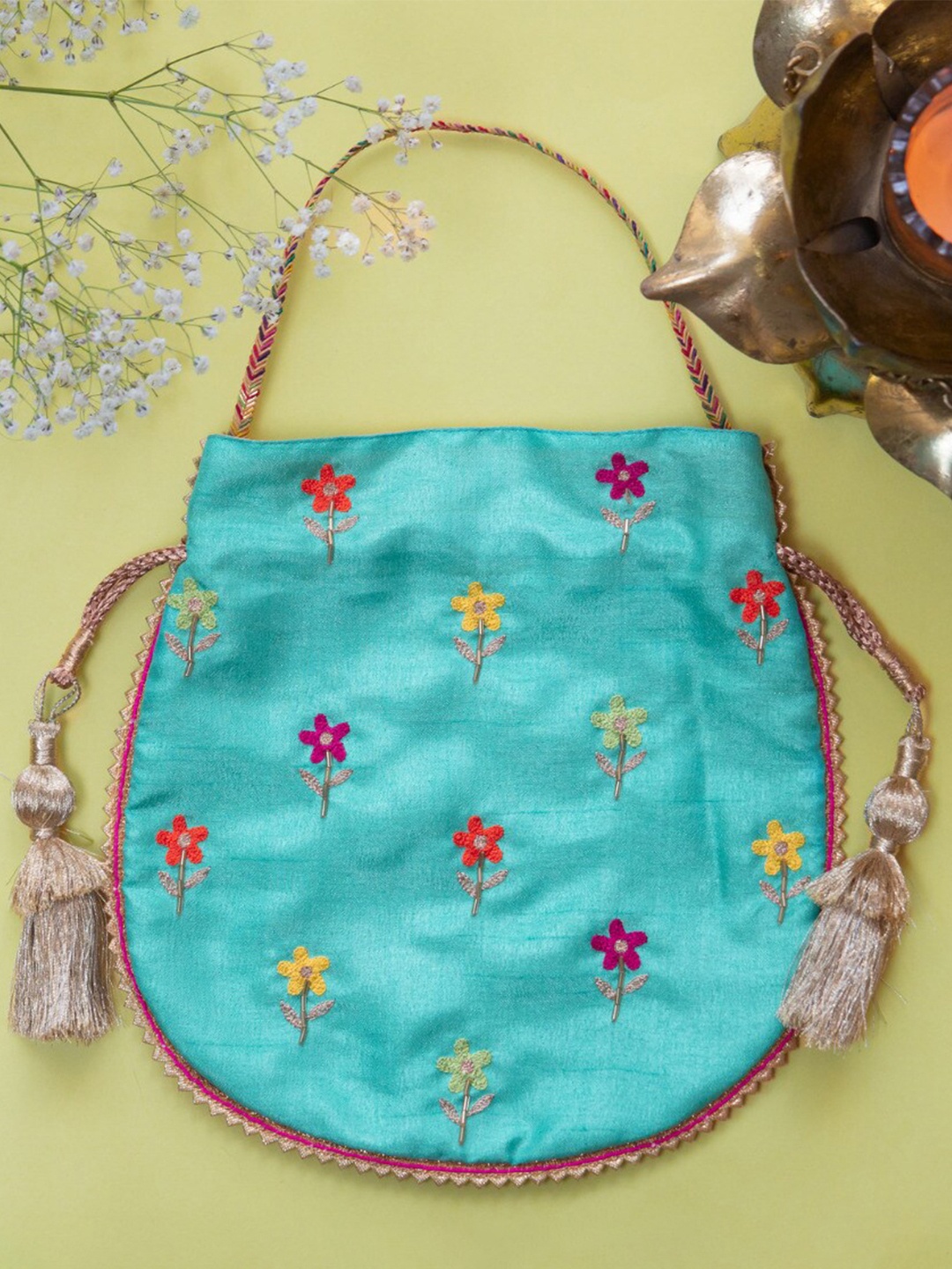 

BandBox Embroidered Potli Clutch, Turquoise blue