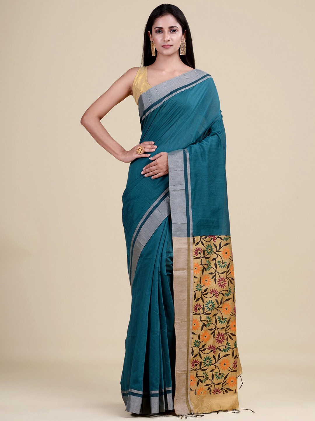

HOUSE OF ARLI Woven Design Zari Saree, Blue
