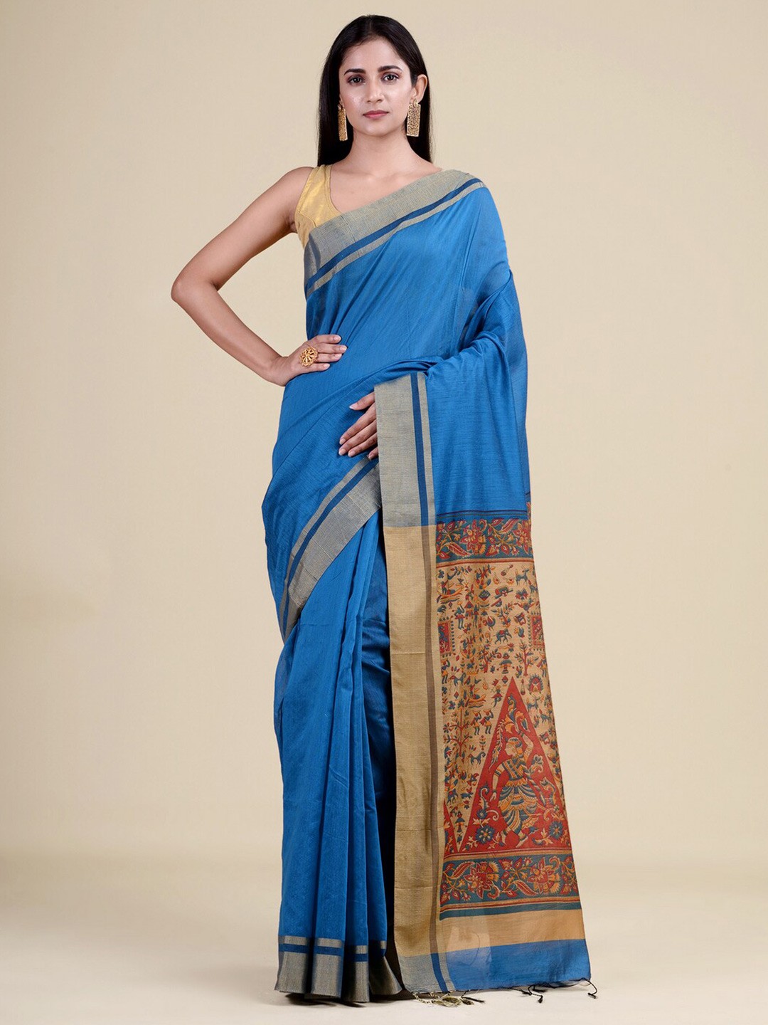

HOUSE OF ARLI Woven Design Zari Saree, Blue