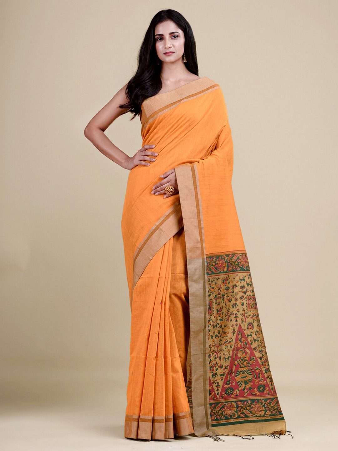 

HOUSE OF ARLI Woven Design Zari Saree, Yellow