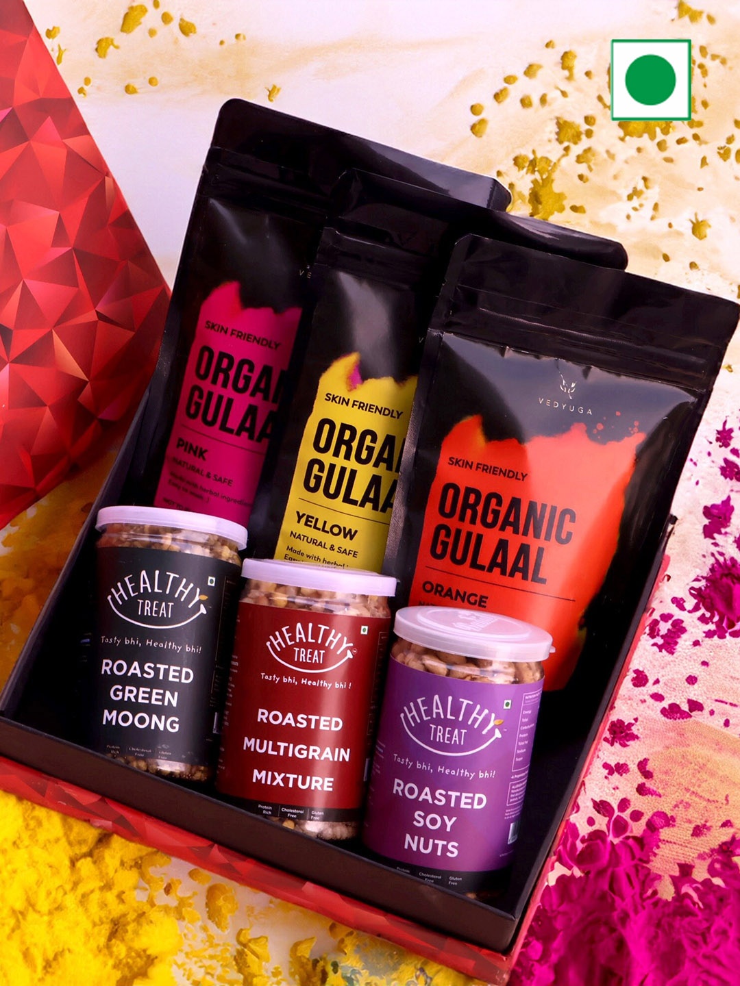 

Healthy Treat Set of 6 Colour Crunch Holi Gift Hamper, Red