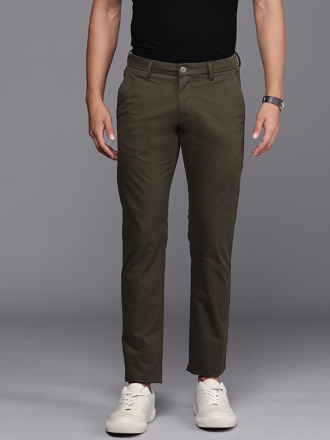 

Allen Solly Men Slim Fit Smart Casual Trousers, Brown