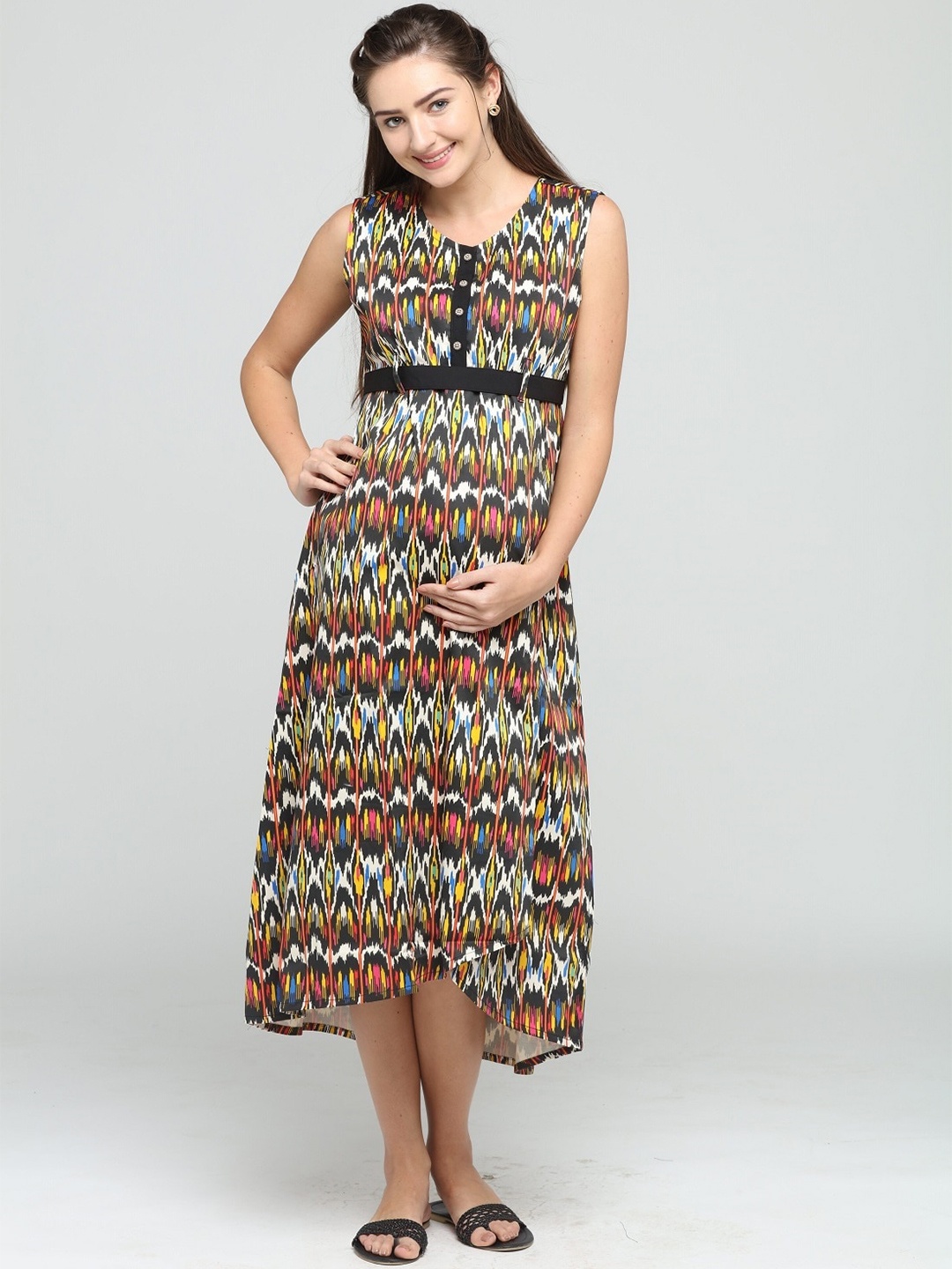 

CHARISMOMIC Printed Maternity A-Line Midi Dress, Multi