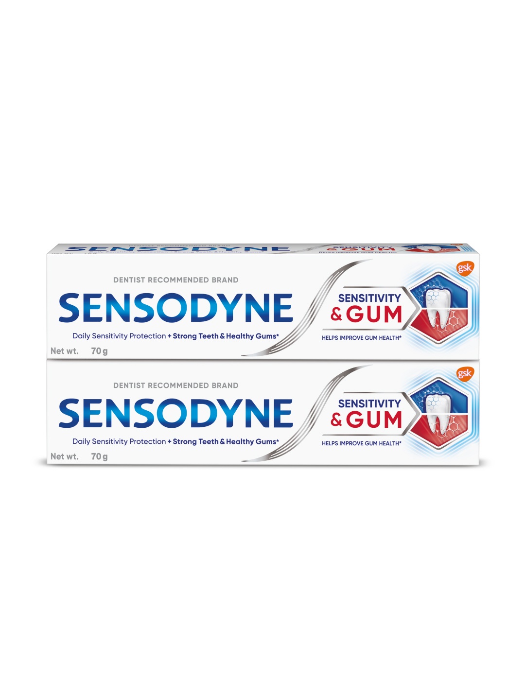 

Sensodyne Set Of 2 Sensitivity & Gum Toothpaste For Strong Teeth & Healthy Gums - 70g Each, White