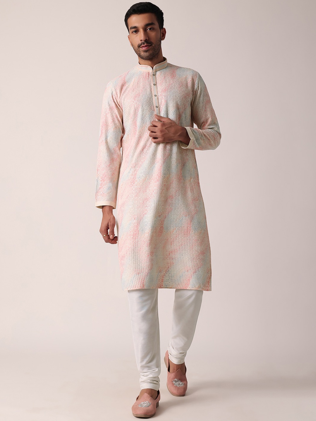 

KALKI Fashion Ethnic Motifs Embroidered Regular Sequinned Kurta with Pyjamas, Pink
