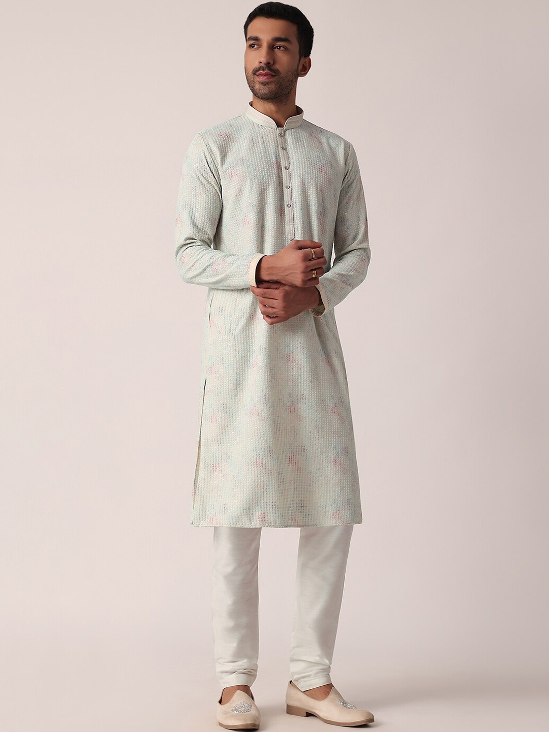 KALKI Fashion Embroidered Regular Kurta with Churidar, White