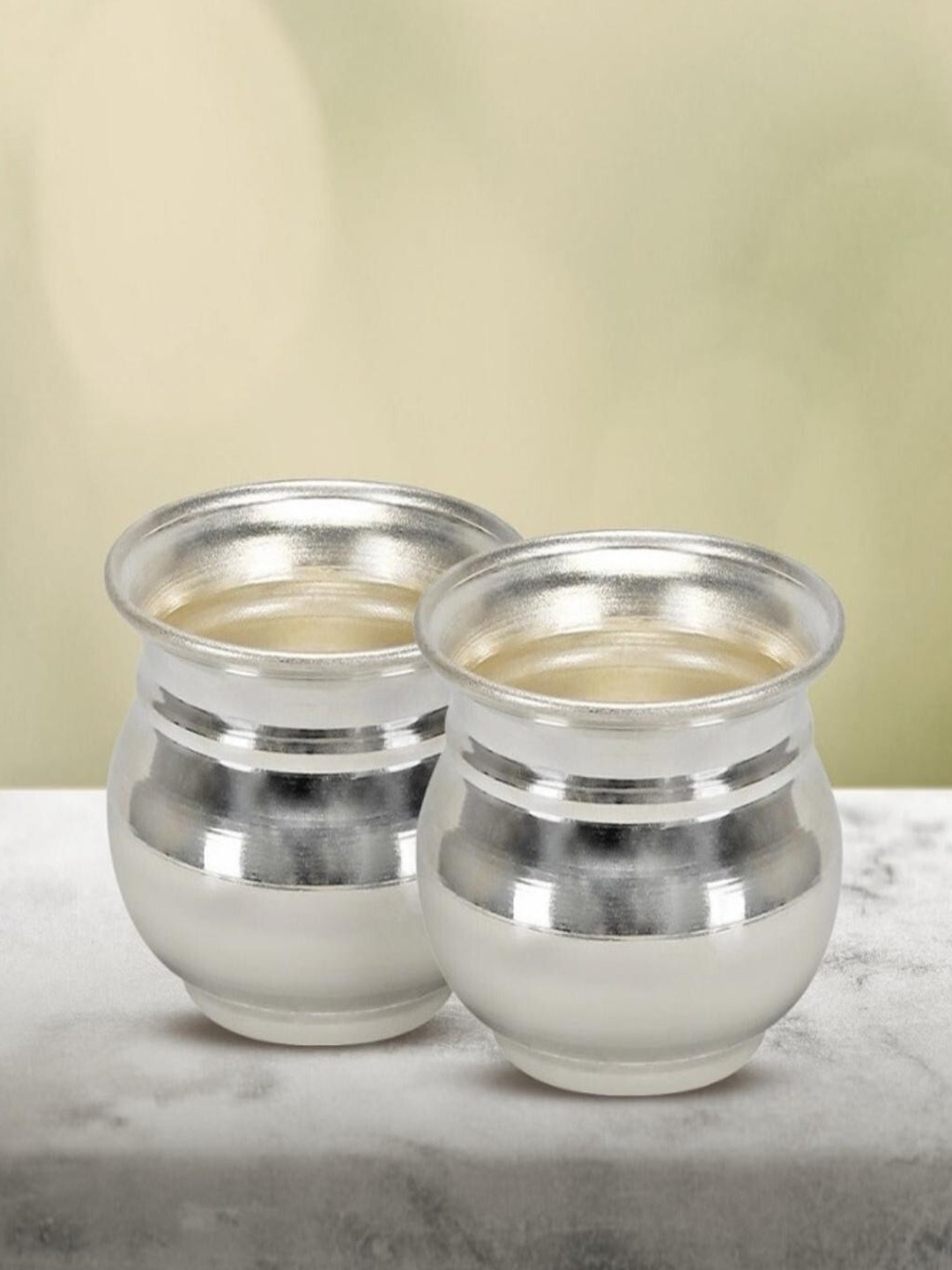 

Sigaram Grey 2 Pieces German Silver Kum Kum Bharani Cups