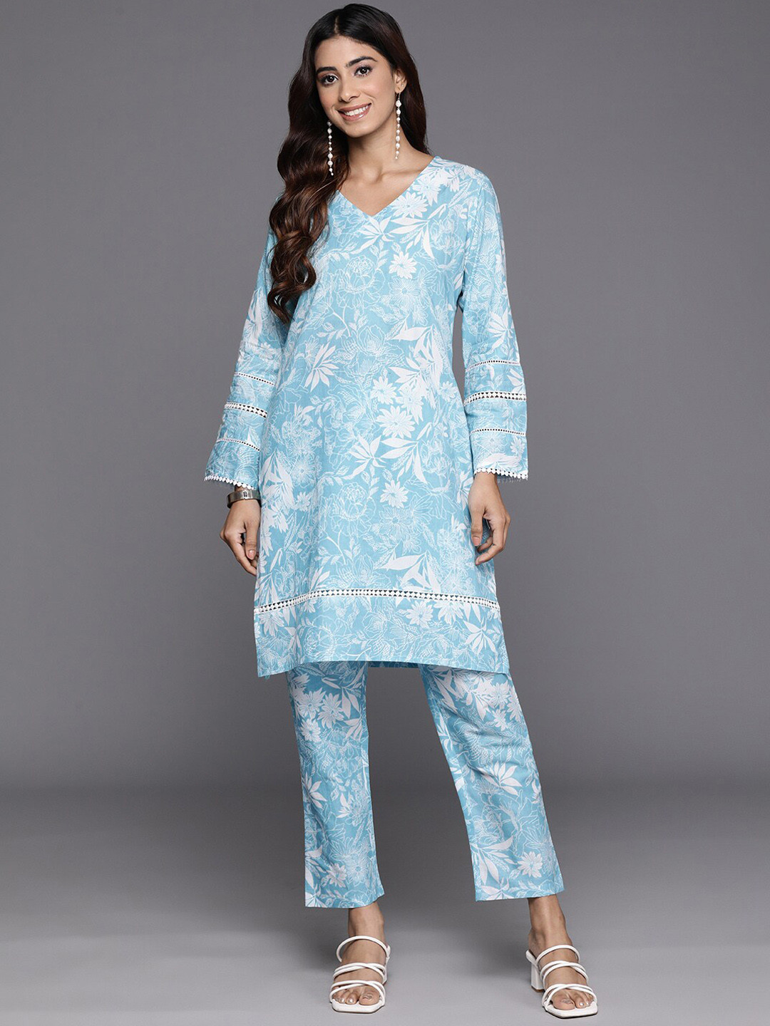 

Varanga Printed Pure Cotton Kurta Set, Blue