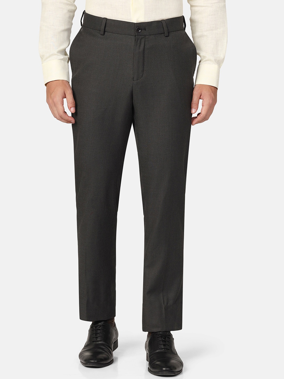 

Blackberrys Men Mid-Rise Plain Regular Fit Formal Trousers Trouser, Black
