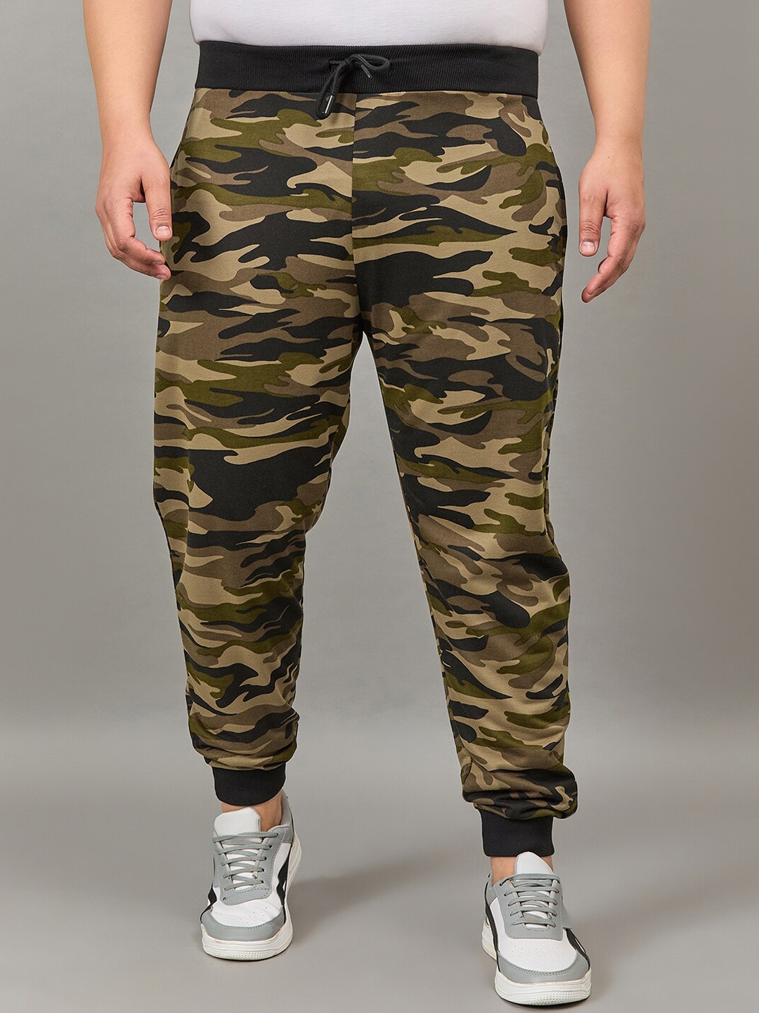 

AUSTIVO Men PLus Size Camouflage Printed Mid Rise Joggers, Green