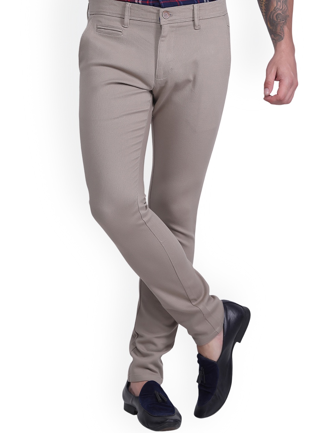 

USMC Men Comfort Slim Fit Easy Wash Cotton Trouser, Khaki