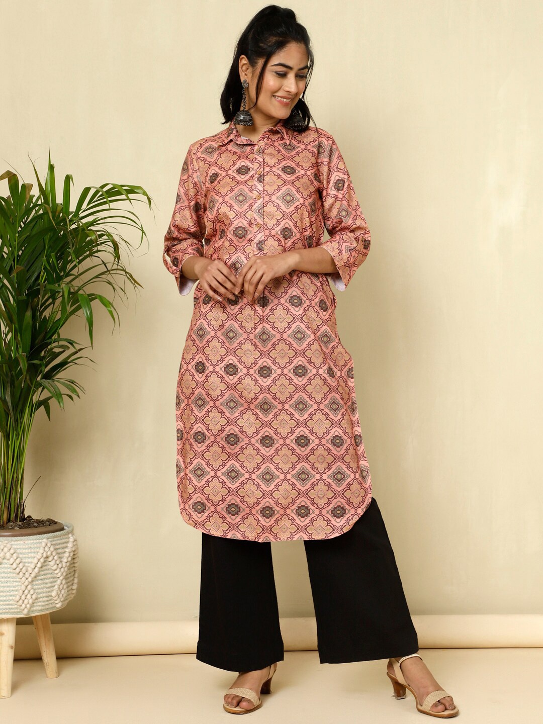 

Jaipur Kurti Ethnic Motif Straight Kurta, Peach