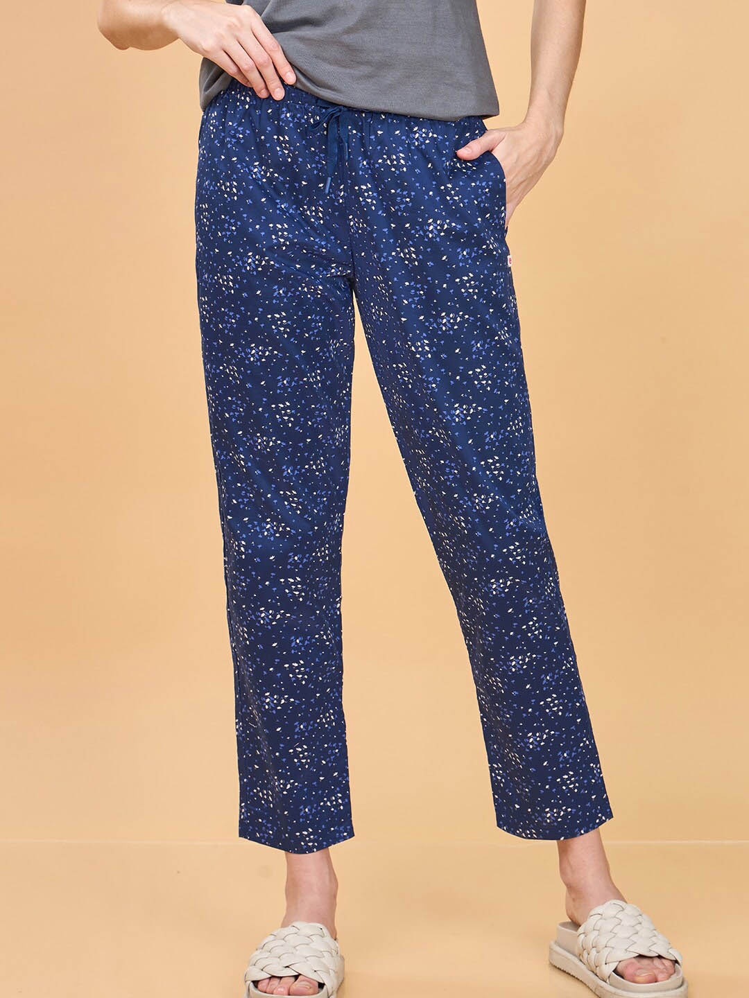 

Enamor Women Printed Pure Cotton Lounge Pants, Black